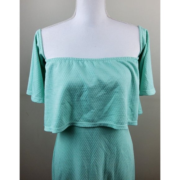 Anthropologie Hutch Off Shoulder Dress Green Size M - Picture 3 of 5